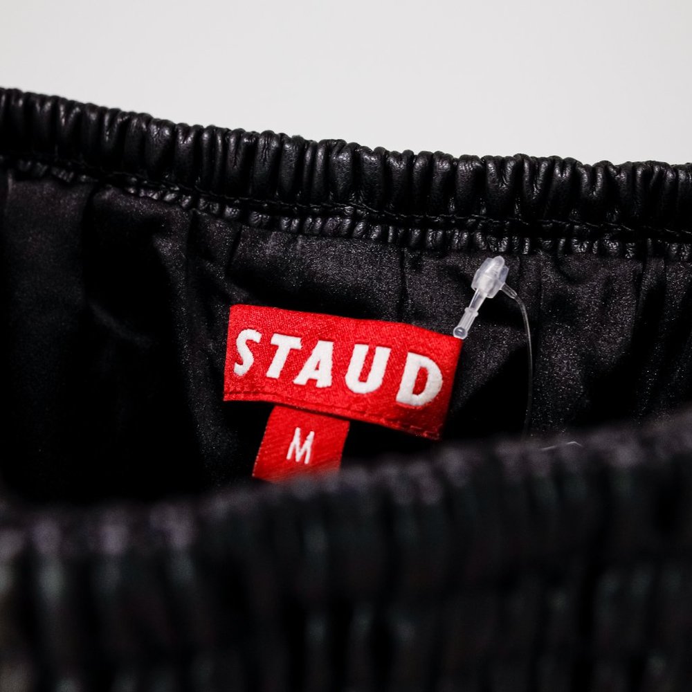 SOLD Staud Smocked Pleather Peplum Tank - Picture 5 of 9